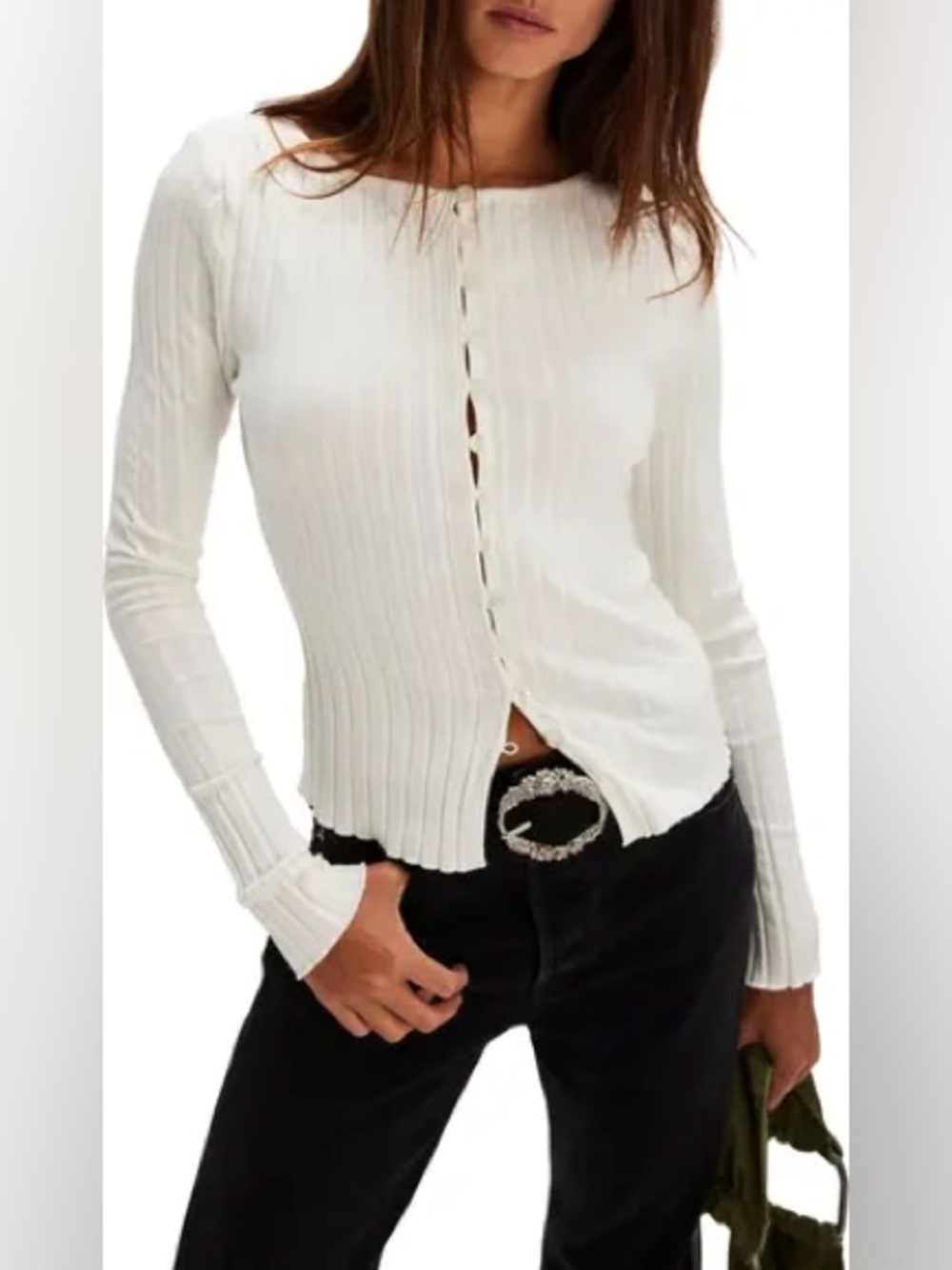 Free People Tilly Rib Long Sleeve Button-Up Top